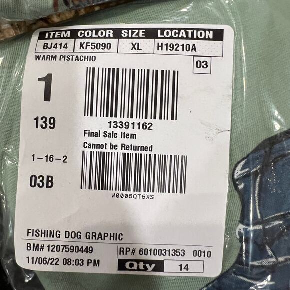 NWT J. Crew Men's Green W/Fishing Dog Graphic Tee - Picture 9 of 11